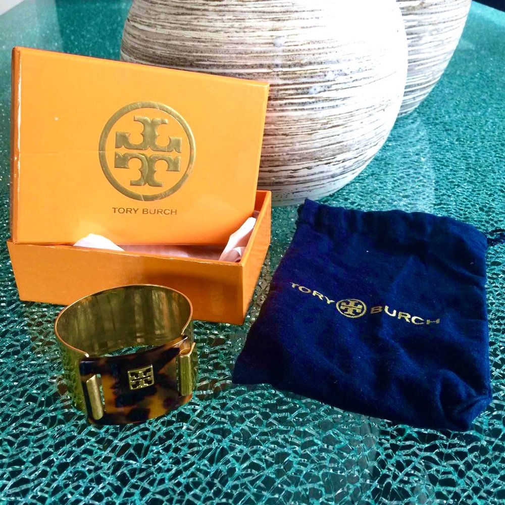 Tory Burch Gold And Tortoise Shell Cuff Bracelet - image 1